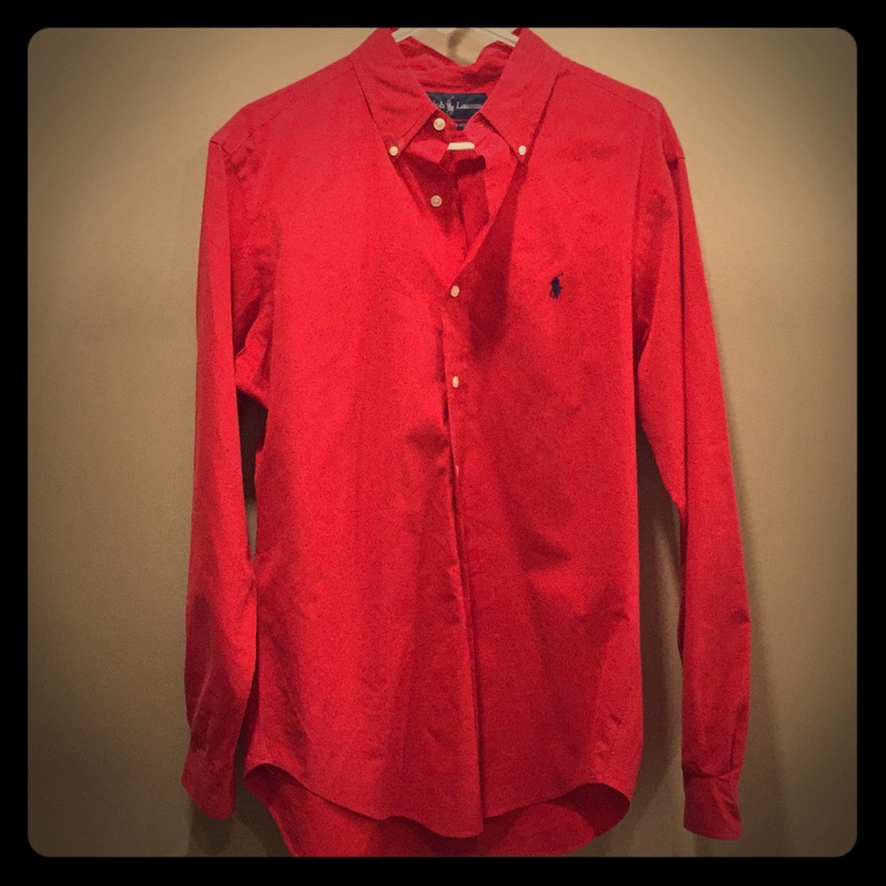 Men’s red polo button up